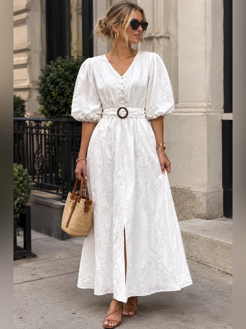 Melloday Maxi Puff Sleeve Dress Sz X-Large NWT